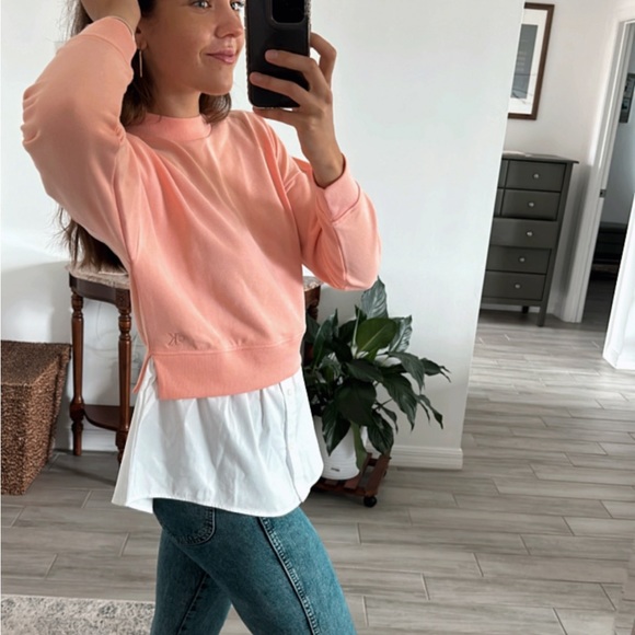 Peach Shirttail Twofer Sweatshirt Calvin Klein Jeans Size XS - Picture 3 of 12